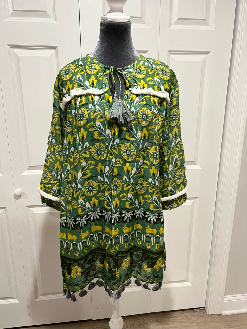 Roller Rabbit Green and Yellow Botanical Tunic